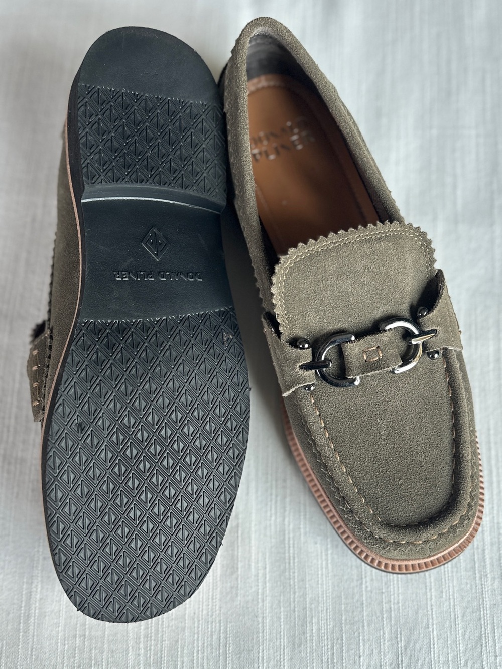 Donald Pliner Olive Green Suede Horsebit Loafers | 9.5 - Picture 8 of 8